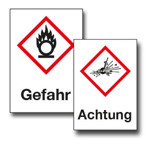 Gefahrstoffsymbole mit Text